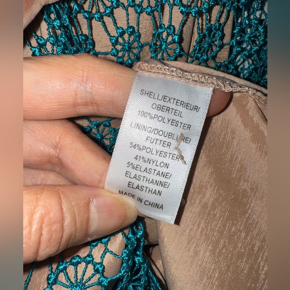 👗 NWT! Adrianna Papell Crochet Lace Teal Dress - Picture 10 of 11